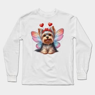 Valentine Fairy Yorkshire Terrier Dog Long Sleeve T-Shirt